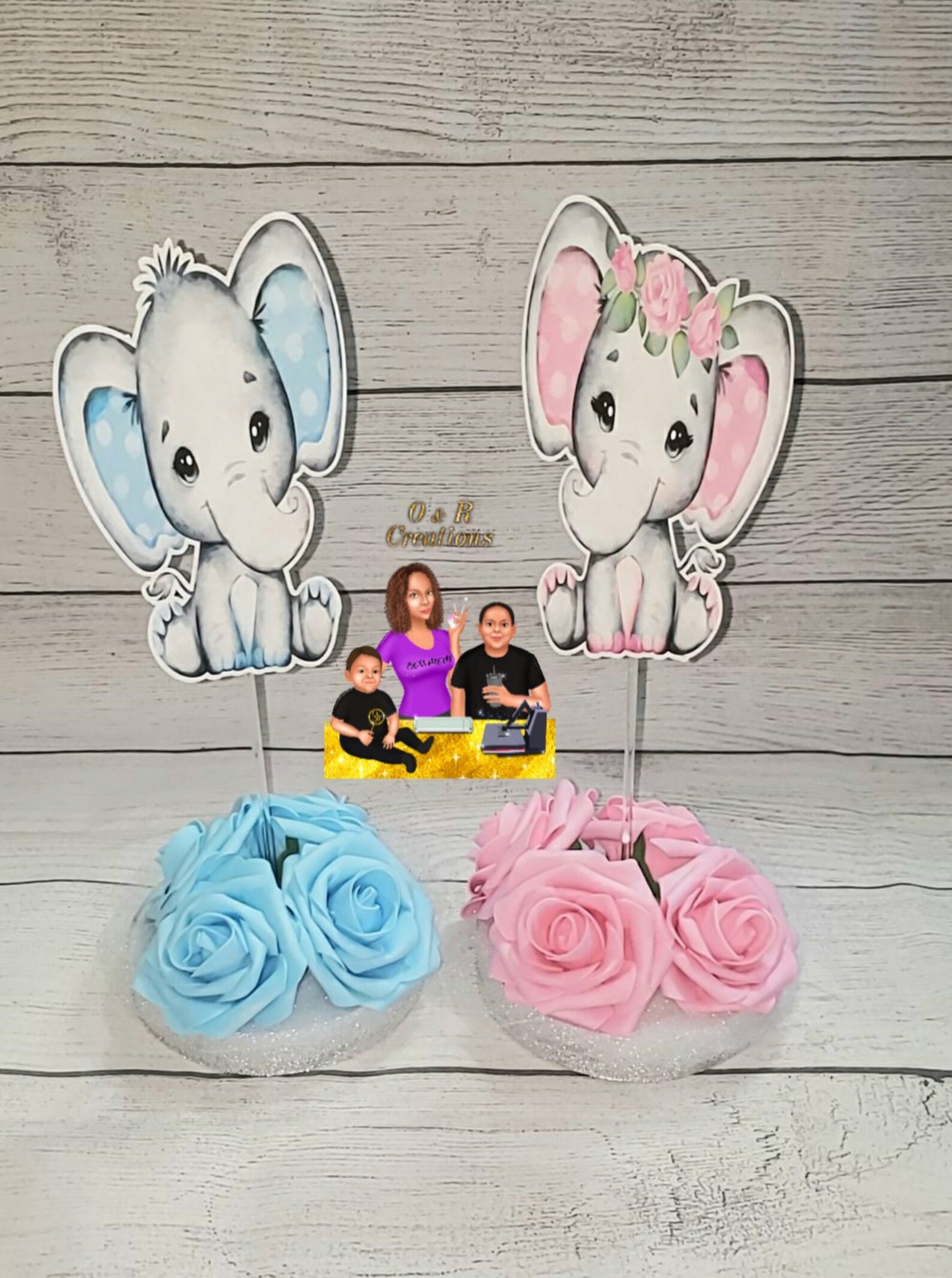 Elephant Theme Gender Reveal Party Elephant Centerpiece Etsy