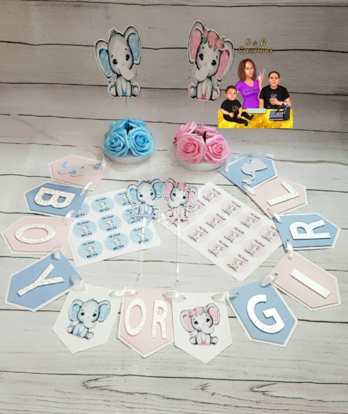 Elephant Theme Gender Reveal Party Elephant Centerpiece Etsy