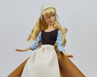 Cinderella House Outfit - for 11.5 inches / 30 cm Dolls (Disney Princess Classic Dolls) - Cinderella Peasant Brown Doll Dress