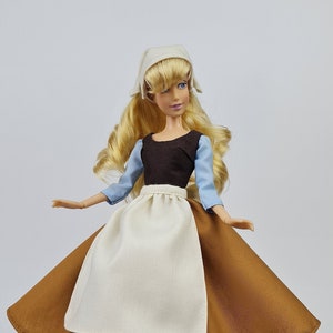 Cinderella House Outfit - for 11.5 inches / 30 cm Dolls (Disney Princess Classic Dolls) - Cinderella Peasant Brown Doll Dress