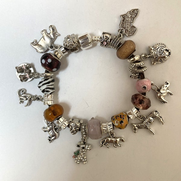 SAFARI CHARM Bracelet Unique gift idea Wild animals & more U can customize colors/sizes/animal Just ask