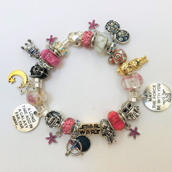 CHARM Bracelet STARS war movie inspired Pink, gold, silver check out characters