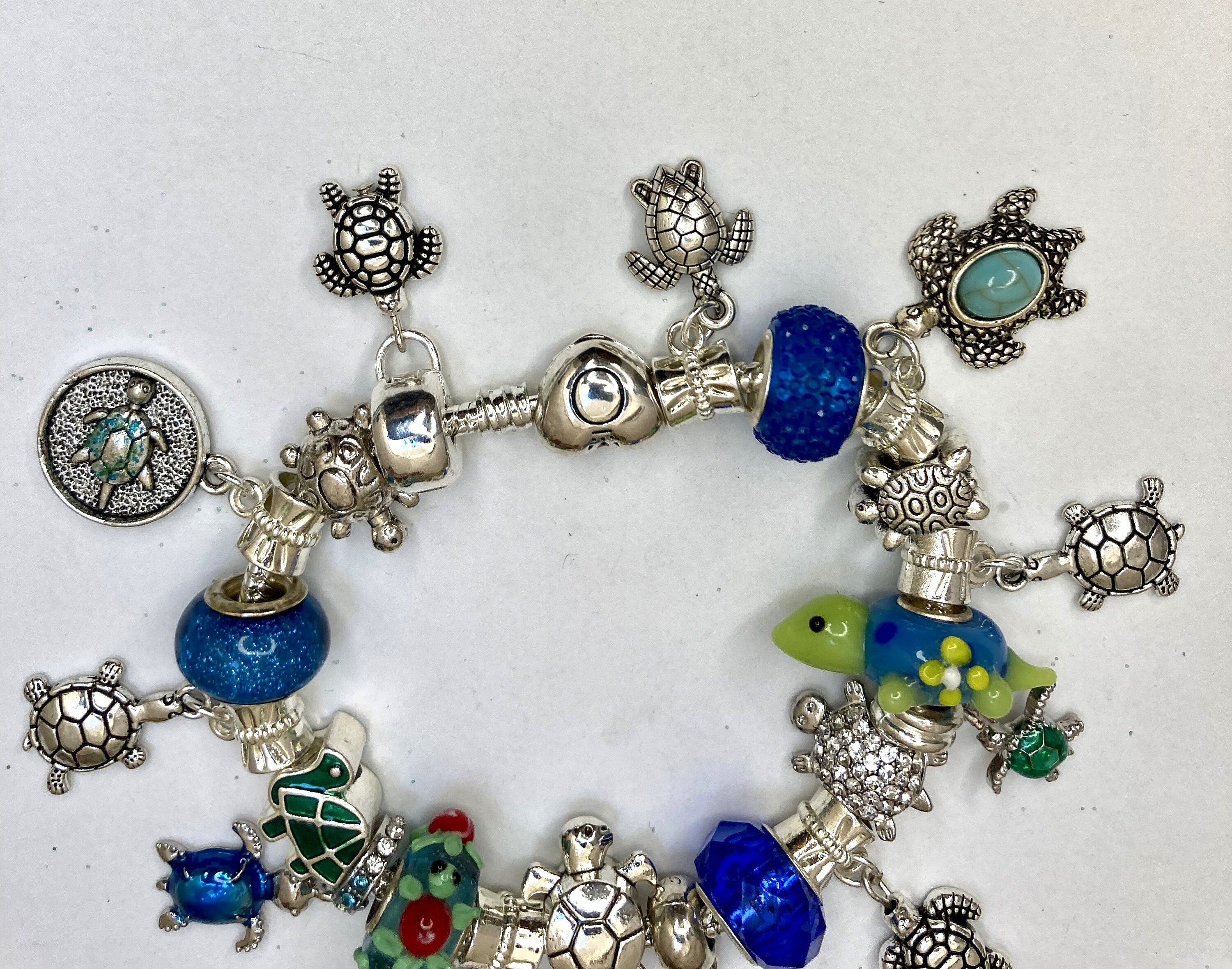 TURTLES Turtles Charm Bracelet Has 3D Murano Beads U Must Etsy