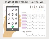 Phone Number Practice | Preschool Number Activity | Printable Number Game | Number Learning Tool | Kindergarten Number Worksheet