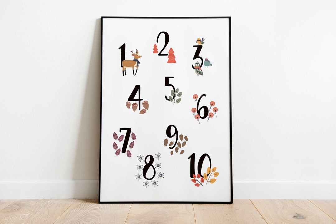 Number Art for Kids One to Ten Counting Number Wall Art Kids Room Decor ...