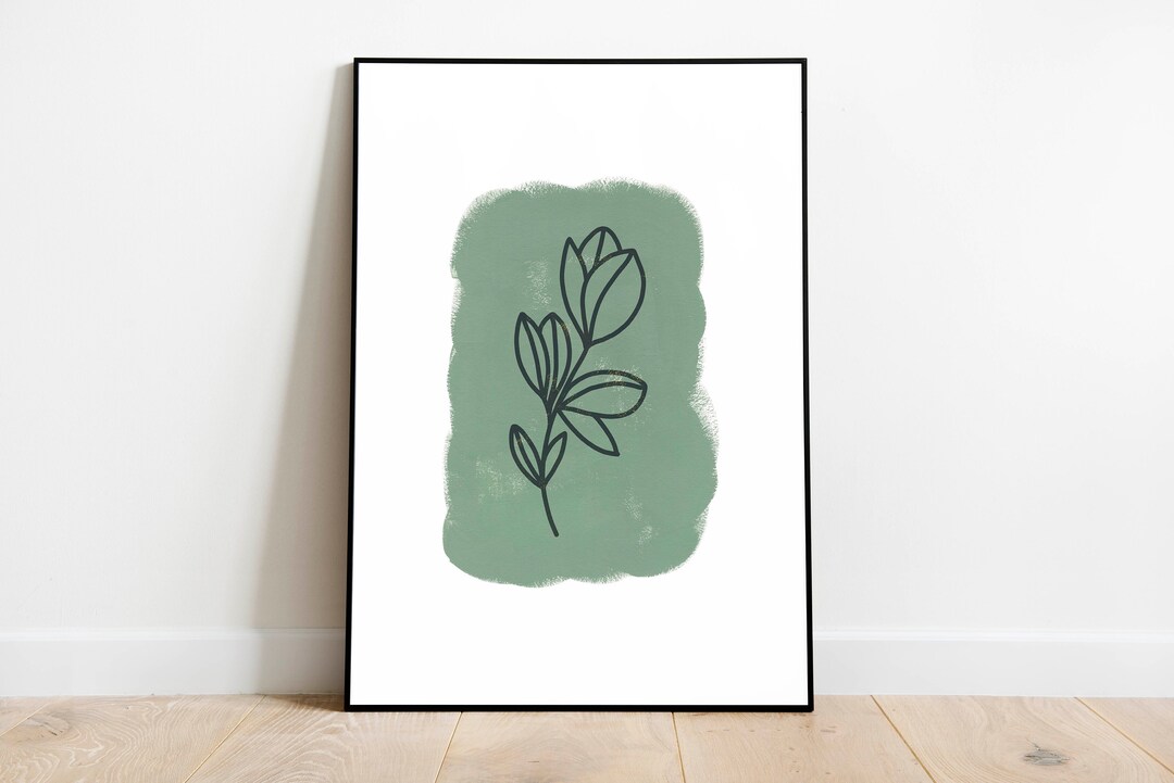 Abstract Green Leaf Wall Art | Boho Art Decor | Printable Wall Art ...