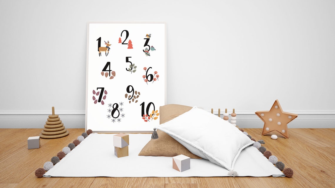 Number Art for Kids One to Ten Counting Number Wall Art Kids Room Decor ...
