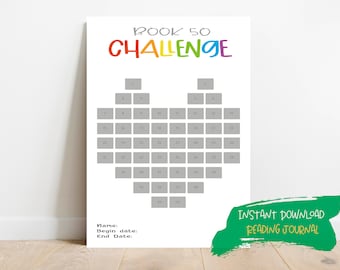 Printable Reading Challenge for Kids | 50 Book Challenge | Reading Log | Kids Reading Challenge | Template Download | Instant Download