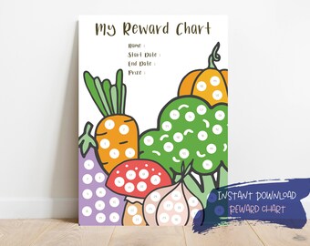 Healthy Eating Reward Chart  | Vegetable Sticker Chart | Meal Chart | Habit Tracker for KIDS | Good Behavior Chart | A4, Letter