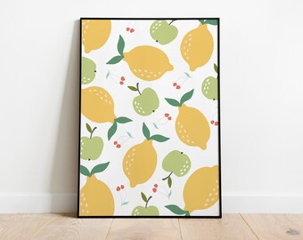Lemon art | Wall Art | Digital Art | Kitchen Decor | Yellow Wall Art | Fruit Prints | Wall Art Printable | lemon Poster | Modern Art | Food