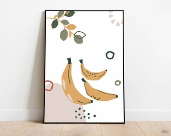 Abstract Banana Wall Art | Printable Food Art | Kitchen Decor | Modern Home Decor | Dining Room Digital art | Instant Download