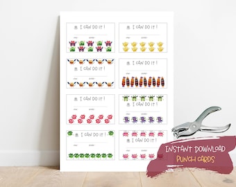 Monster Punch Card | 10 Punches Reward Card | Printable Reward Chart | Punch Card for Boy | Good Behavior Punch Card | Instant Download