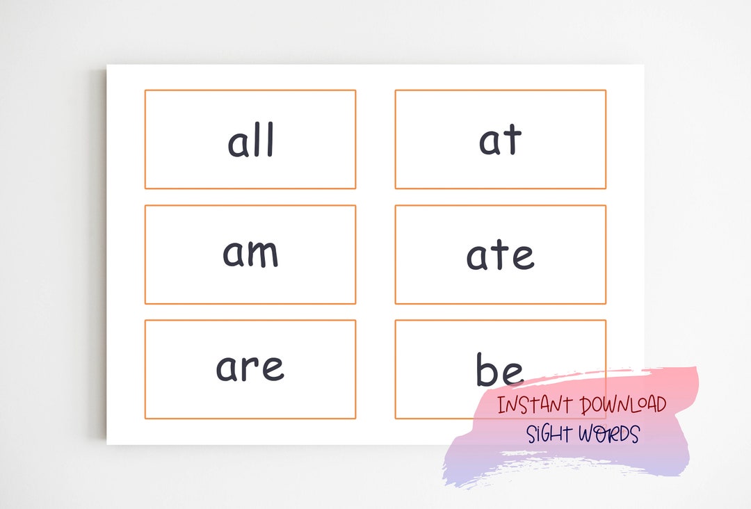 Dolch Sight Words Printable 52 Primer Dolch Words Flashcards Pre-k