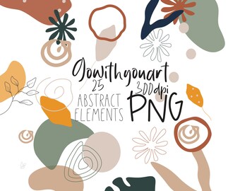Samenvatting Clipart | Direct downloaden | Abstracte Clipart | Bloemenclipart | Bladeren vormen | 300 DPI | Png