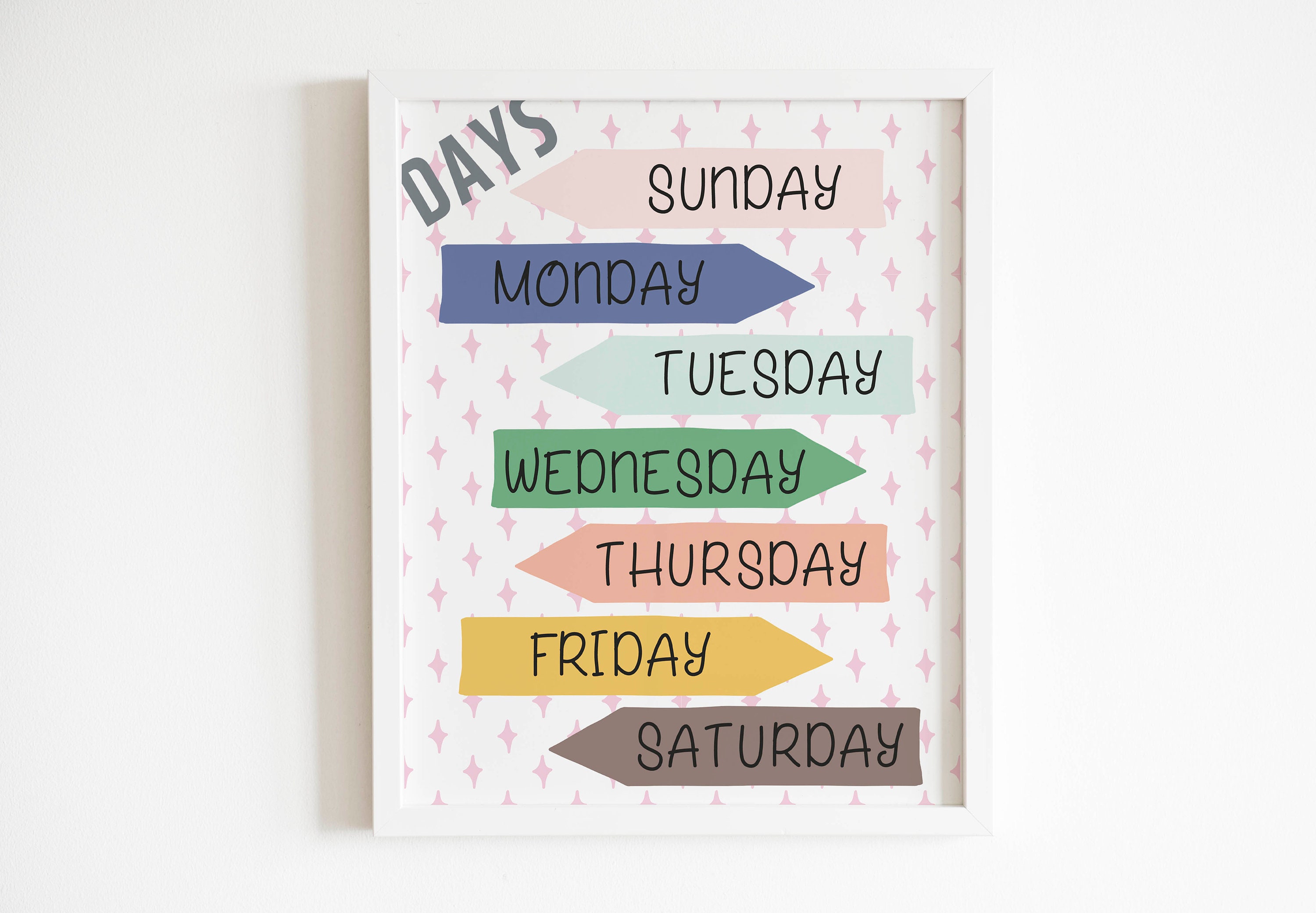 Days of the Week Print Educational Poster Preschool - Etsy
