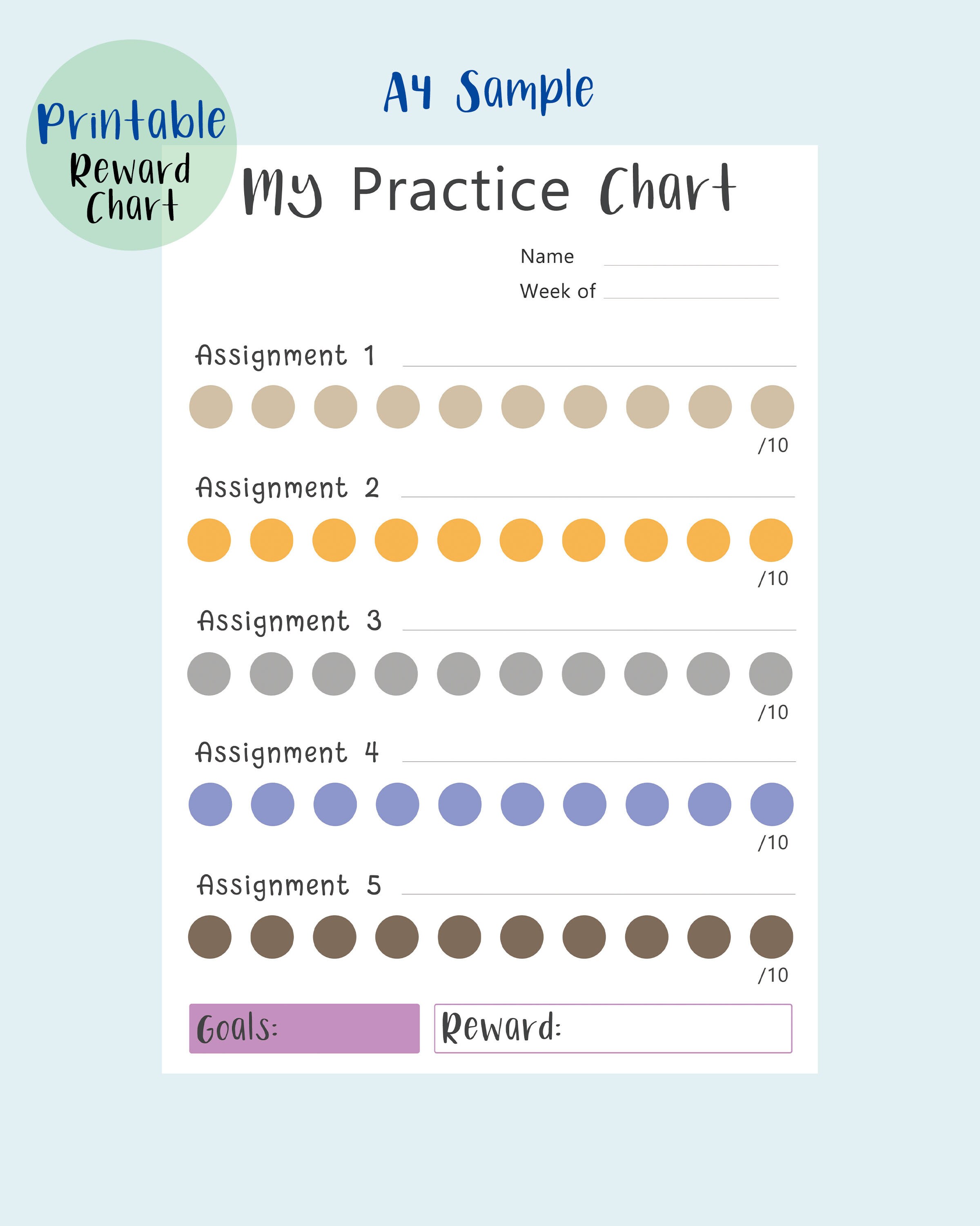 Practice Reward Chart | Instant Download Reward Chart | Instrumental ...