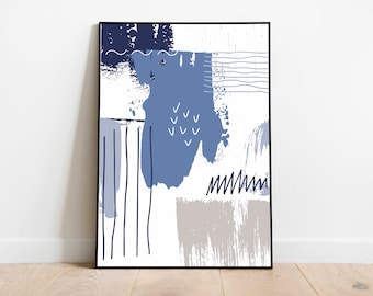 Abstract Painting | Abstract Art Print | Indigo Blue Wall Art | Abstract Illustration | Navy Blue Print | Instant Download