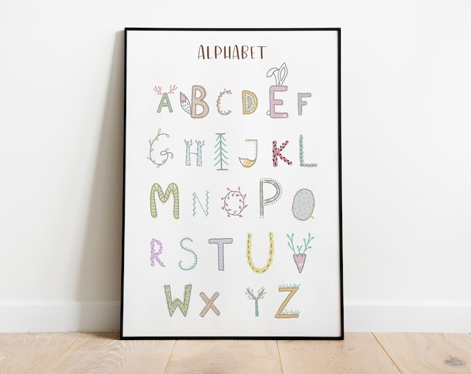 Alphabet Poster - Alphabet for Nursery - Alphabet Print - Pink Nursery ...