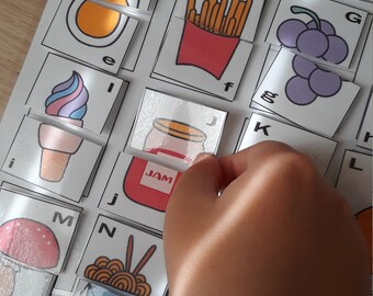 Matchningsspel med börjanljud | Alfabetsspel med mat | Förskoleläroplan | Hemundervisningsaktiviteter | Pedagogiskt spel | Fonikinlärning