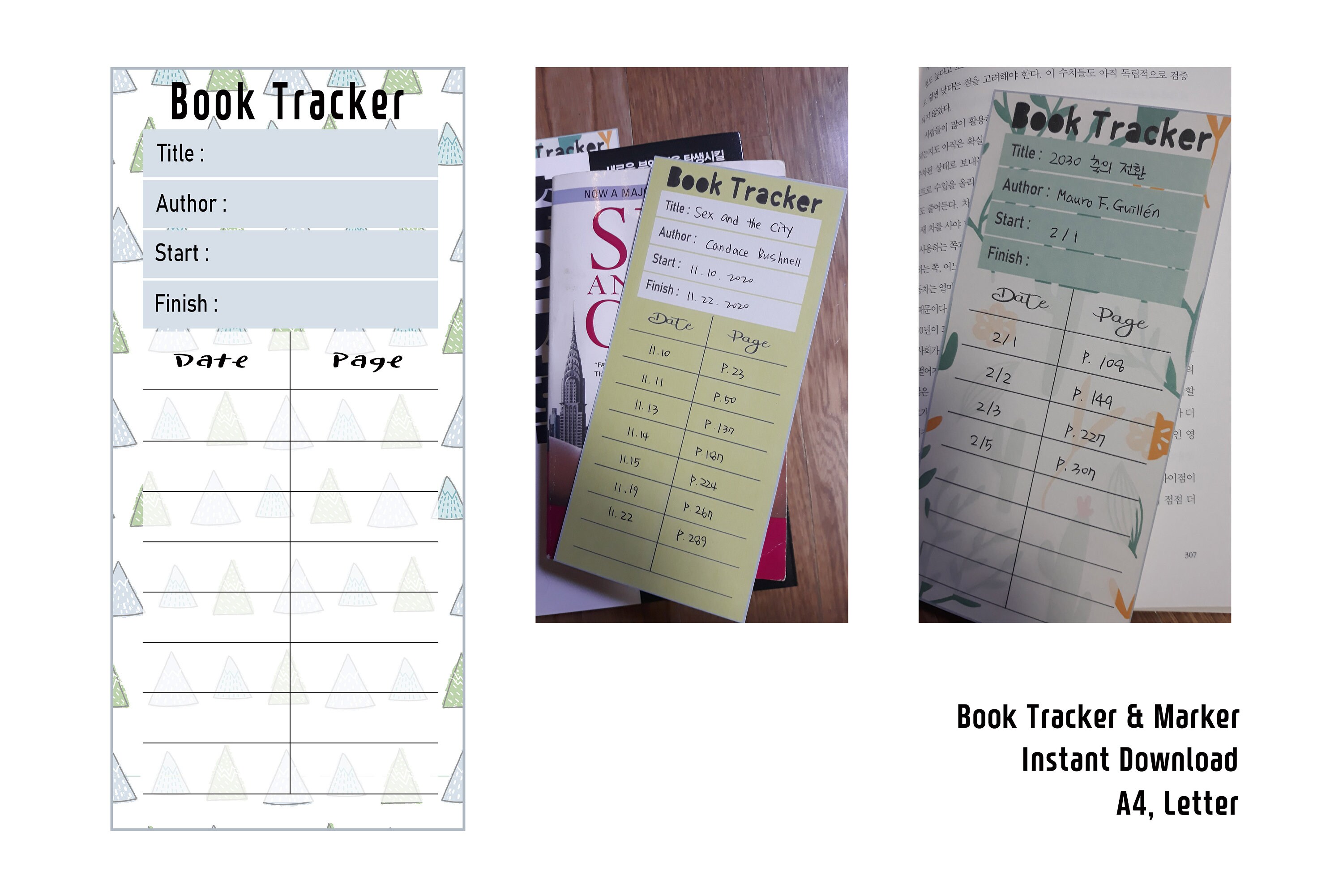 Book Tracker | Book Marker | Book Nook Printables | A4, Letter ...
