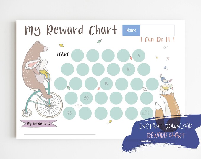 Printable Fall Reward Chart for Kids: Woodland Animals (PDF) - Etsy Canada