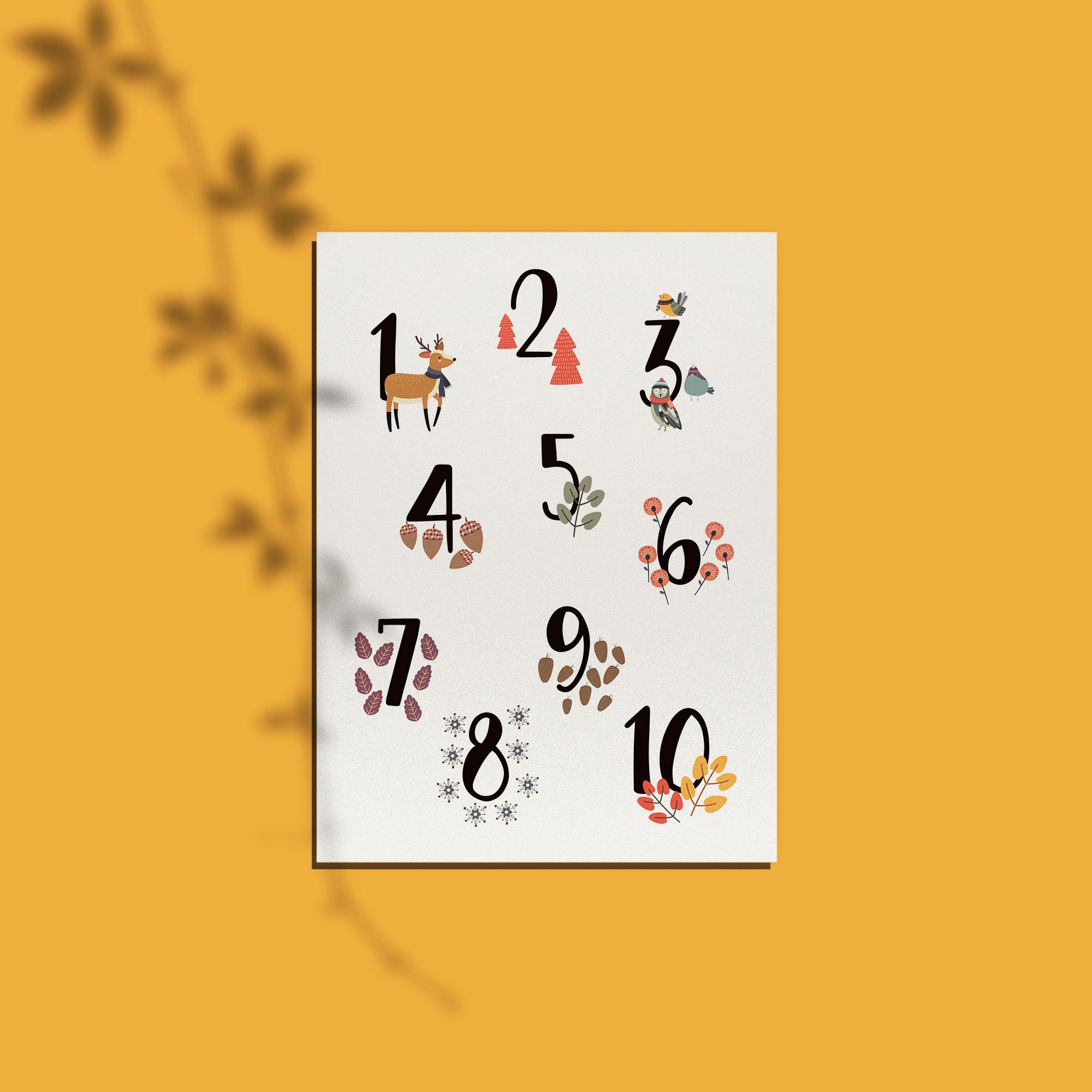 Number Art for Kids One to Ten Counting Number Wall Art Kids Room Decor ...