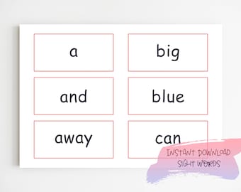 Dolch Sight Words Printable | 40 Pre-Primer Sight Word | Sight Word Flashcards | Pre-K Sight Word | Instant Download | A4, Letter