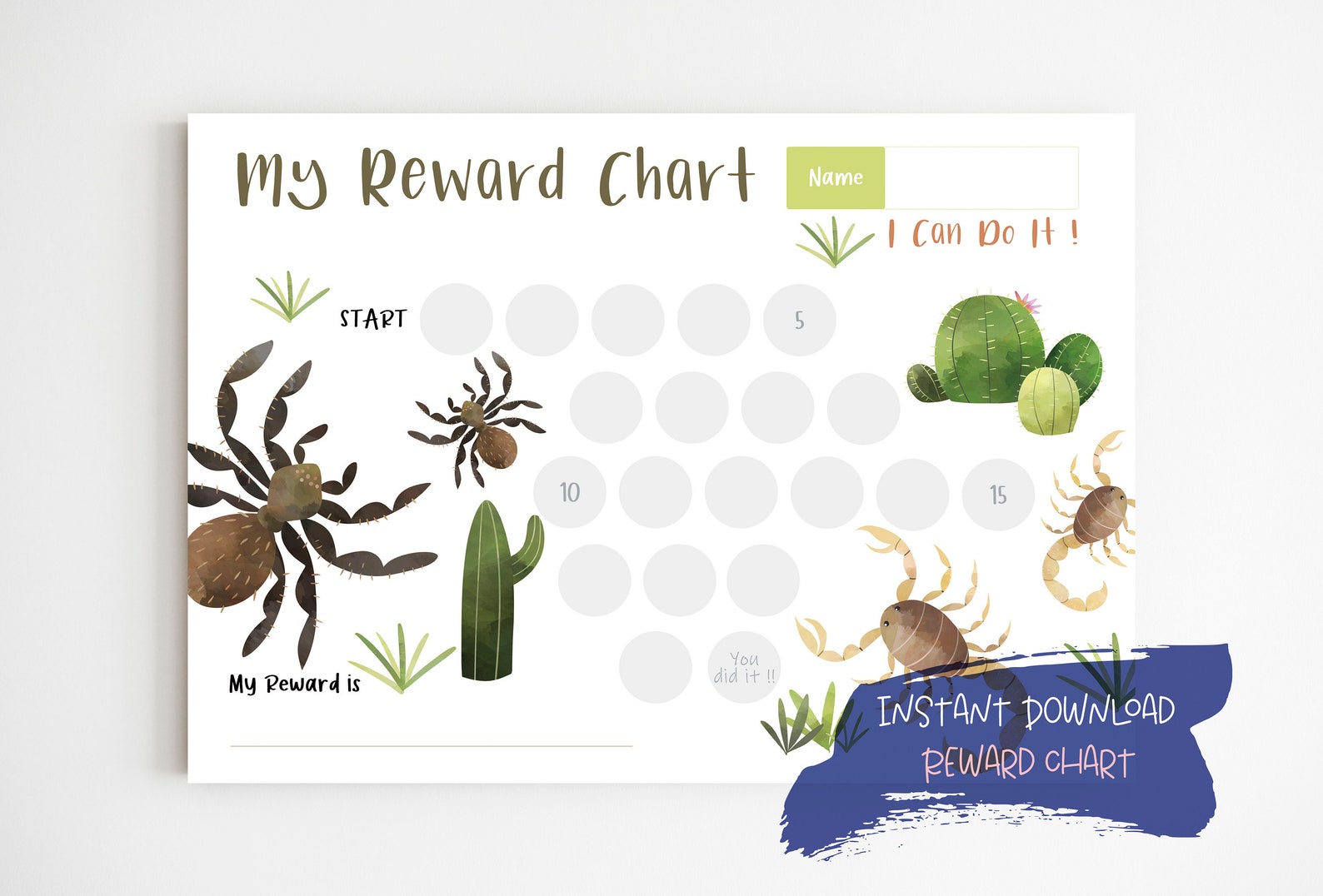 Printable Reward Chart 20 Circles Sticker Chart Reward Chart for Boy ...