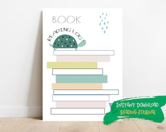 Turtle Book Reading Log | Reading List | HomeSchool Reading | Kids Reading Activities | Reading Chart | Instant Download