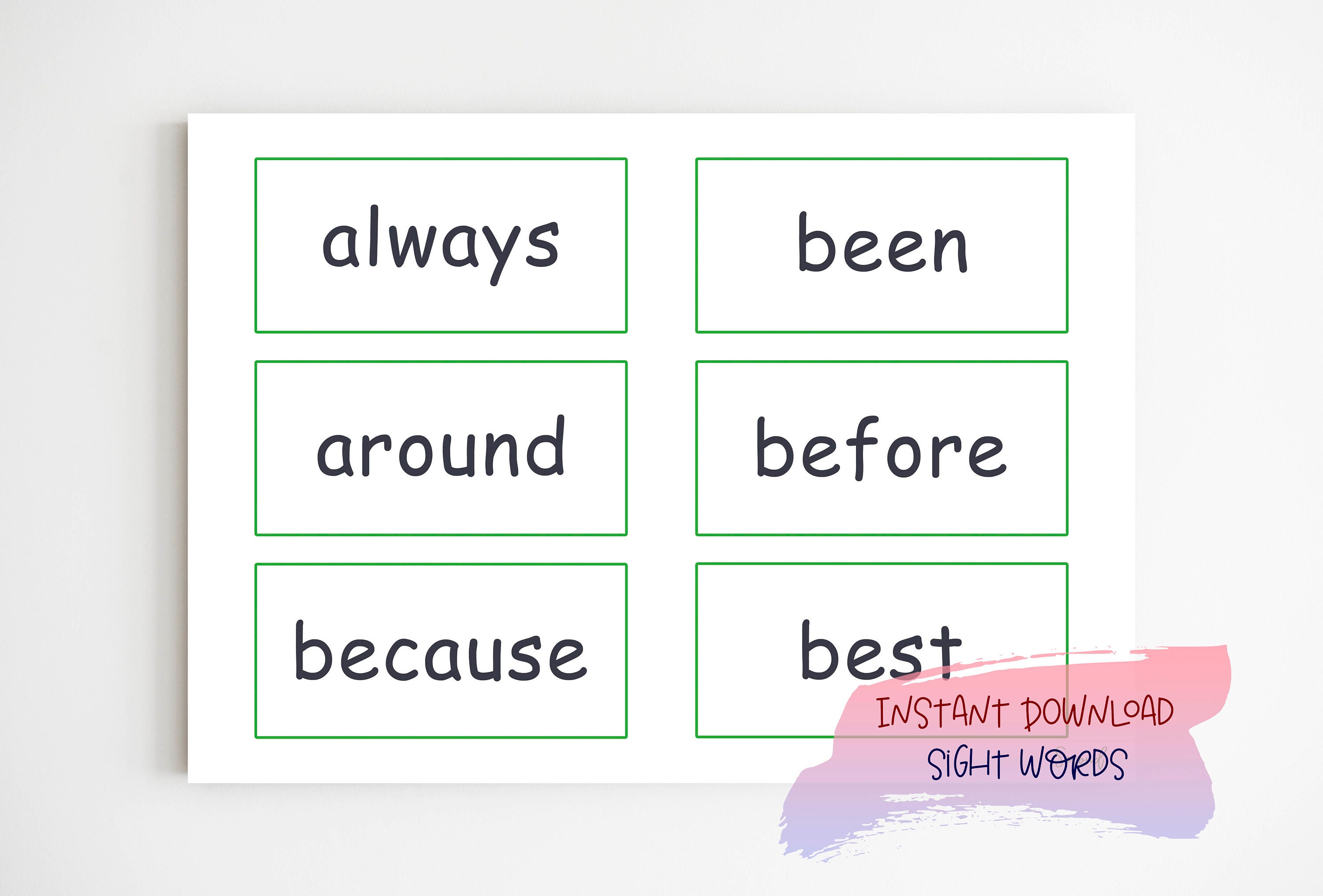 Dolch Sight Words Printables 46 Second Dolch Words Flashcards Kids