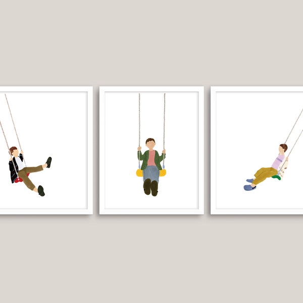 Swing Art Print | Set of 3 Digital Prints | Kidsroom Decor | Playroom Art Prints | Boys Room Wall Decor | Nursery Wall Art | Printable art