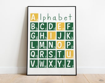 Affiche ABC | Affiche alphabet pour les enfants | Décor de pépinière | Art mural éducatif | Affiche préscolaire | Imprimés home school | Art de mur de pièce d’enfants