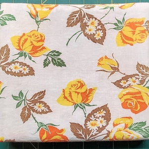 Vintage Feedsack, Floral Feedsack, Depression Era Fabric, 1930's Cotton, Whole Feedsack, Orange and Yellow Rose Print, Whole Floursack