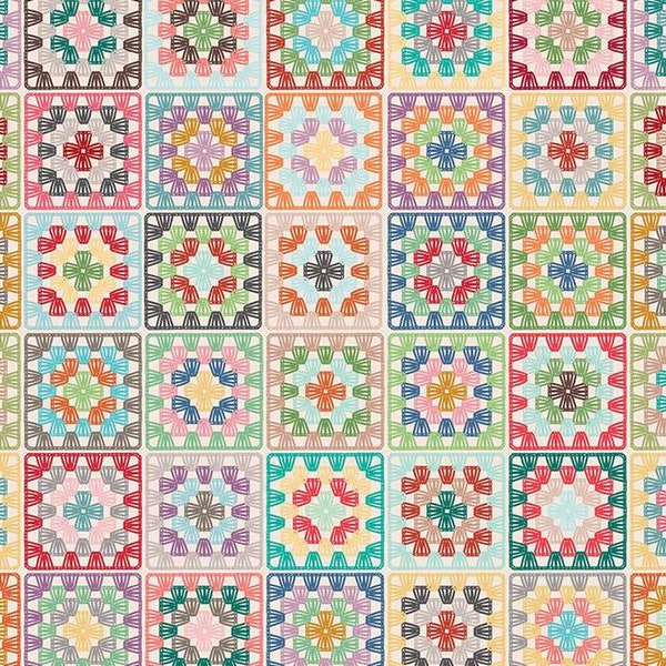Riley Blake Designs Pre Order, Chunky Thread Home Décor, Granny Square Quilting Cotton, Lori Holt, Bee in My Bonnet, Crochet Print Fabric
