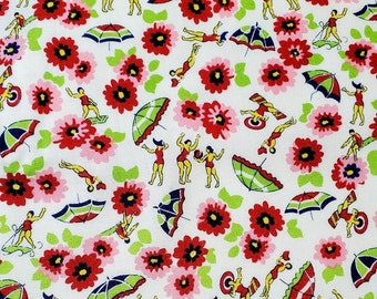 Toy Box III, Umbrella Fabric, Blue Hill Fabrics, Sara Morgan Print, 1930's Print Cotton, Reproduction Fabric, Stash Builder, Beach Cotton
