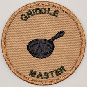 Griddle Master Patch, SM Leader Gift, Iron On Patch, Morale Patch, Backpack Patch, Hiking Patch, ASM Leader Gift, Chef, Cooking, Culinary