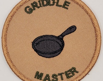 Griddle Master Patch, SM Leader Gift, Iron On Patch, Morale Patch, Backpack Patch, Hiking Patch, ASM Leader Gift, Chef, Cooking, Culinary
