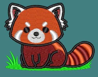 Red Panda Embroidery Design File - Instant Digital Download - Cute Animal Machine Embroidery Pattern - Hand Digitized in USA