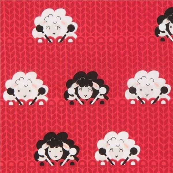 Stof Fabrics, Crafty Critters, Knitting Sheep Cotton, Sarah Prosser Designs, Crimson Cotton Fabric, I Love Ewe, By the Yard Quilting Cotton
