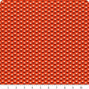 May include: A red fabric with a repeating pattern of white stylized tulips. The fabric has a subtle texture.