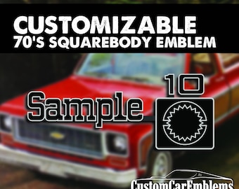 Custom Chevrolet 1970s Squarebody Chevy Truck Hillbilly Deluxe Emblem (SINGLE EMBLEM)