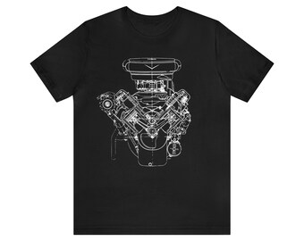 Klasyczny amerykański V8 Blueprint - koszulka unisex z krótkim rękawem