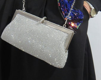 Sparkly Silver Clasp Wedding Event Clutch Bag Borsa a tracolla perfetto accattivante Argento Diamante Damigella d'onore Regalo Regalo Wapped & Boxed