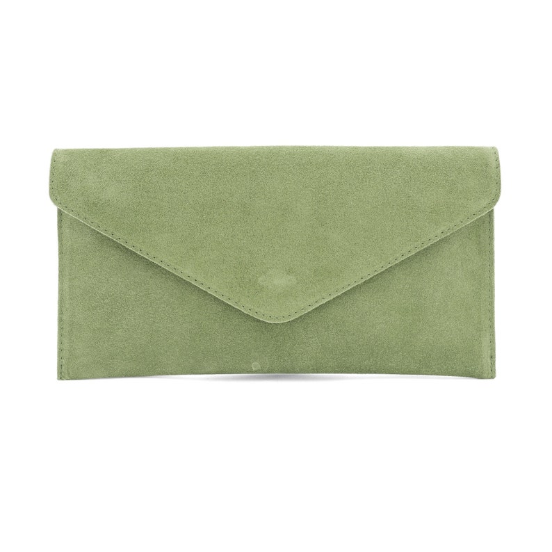 Genuine Suede Leather Evening Envelope Clutch Crossbody Shoulder Handbags Bridesmaid Gift Versatile Elegant Wristlet and Chain Strap image 8