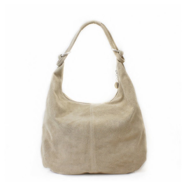 Grand sac cabas hobo en cuir suédé véritable Sac en cuir pratique au quotidien Cadeau pour elle Sac à bandoulière en daim Sac à main en daim Grand sac à bandoulière