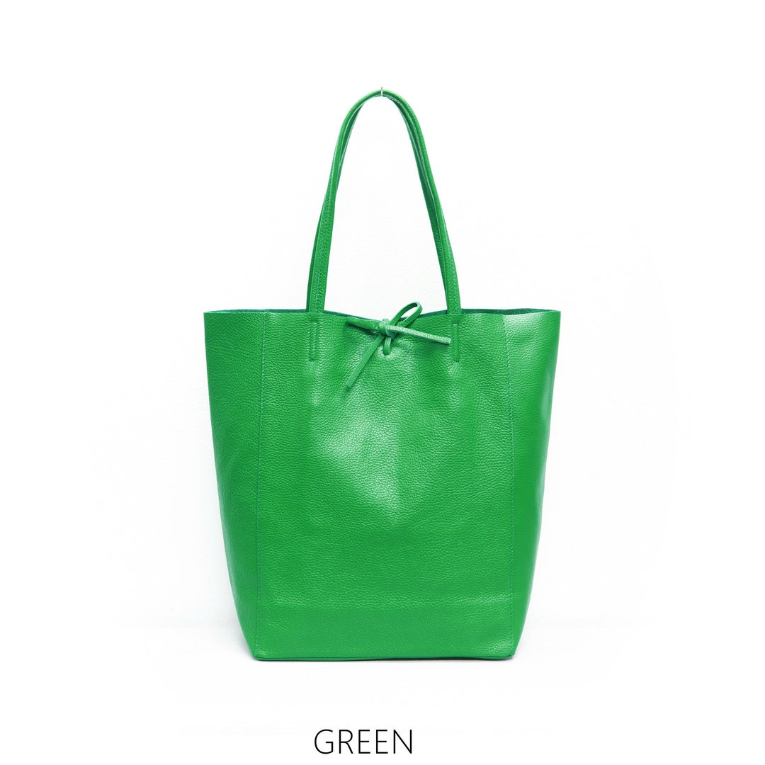 Genuine Leather Shopper Bag Large Leather Tote Bag Pebbled Soft Italian