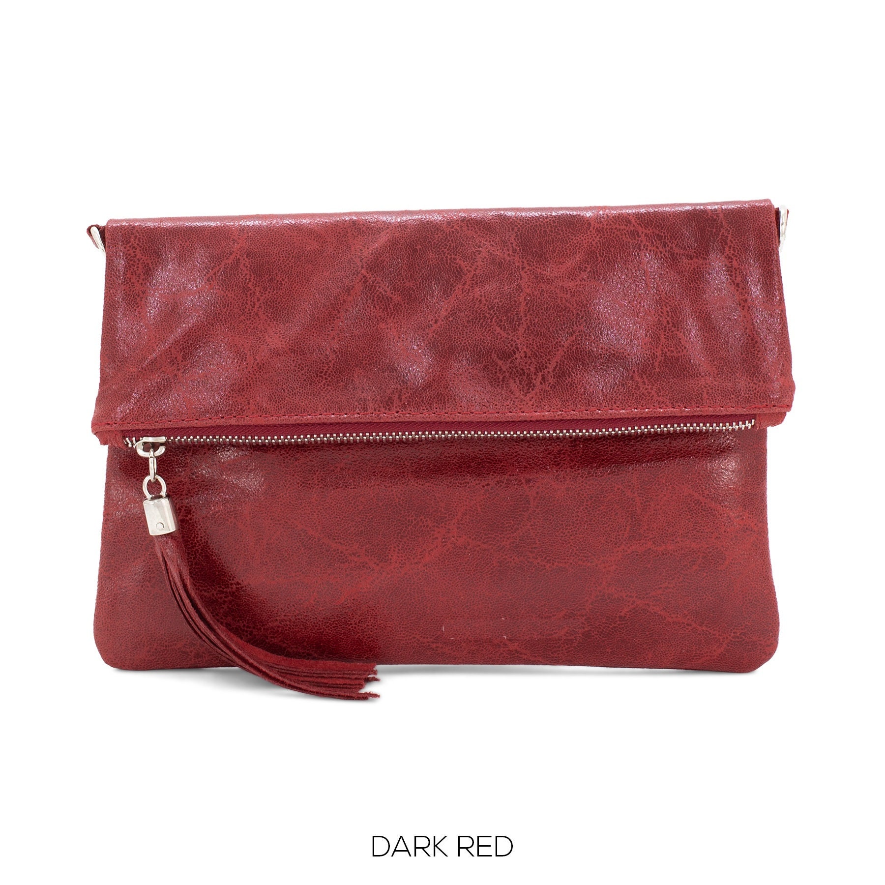Genuine Leather Clutch Bag Shimmery Marble Effect Crossbody Bag