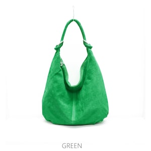 Genuine Suede Leather Yellow Hobo Shopper Bag Everyday Practical Leather Bag Gift For Her Suede Shoulder Bag Suede Handbag Large Bag