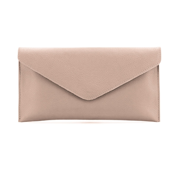 Neutral Nude Pebbled Leather Envelope Clutch Versatile Crossbody Shoulder Bag, Bridesmaid Gift Premium Quality Nude Clutch Gift For Her