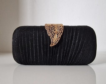 Sparkly Gold Leaf Shimmery Clutch Wedding Event Clutch Bag Shoulder Bag Perfect eye-catching  Bridesmaid Gift Present Wedding Party